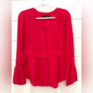 Ivanka Trump Hot Pink Peplum Blouse with 3/4 Sleeves